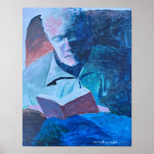 Opa Reading alter Mann mit Buch Poster (Vorne)