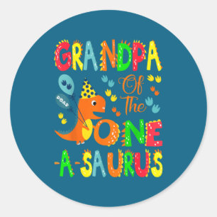 Opa Saurus 1. Geburtstag Dinosaurier Runder Aufkleber