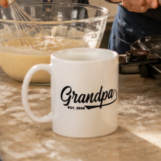 Opa seit Jahr Typography gegründet Kaffeetasse (grandpa gift coffee mugs script typography grandparents keepsake pregnancy script grandfather modern)