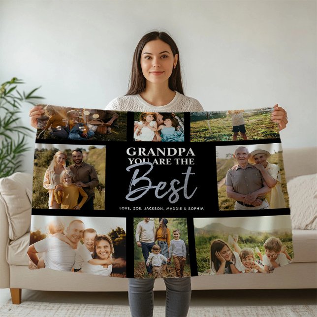 Opa Sie sind die beste moderne FotoCollage Fleecedecke (Von Creator hochgeladen)