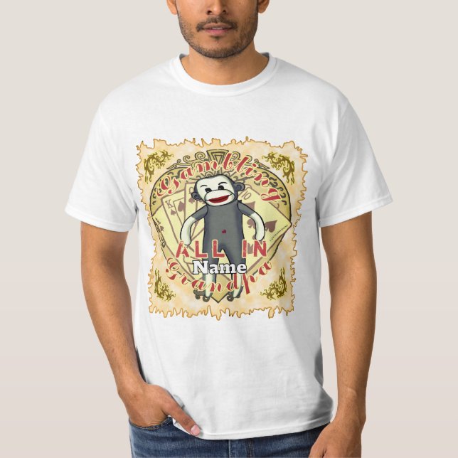 Opa-Socken-Affe Poker T-Shirt (Vorderseite)