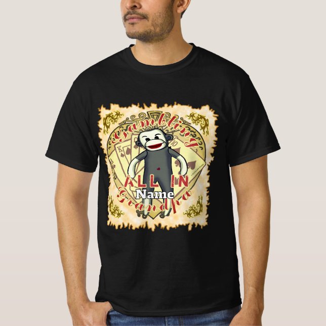 Opa-Socken-Affe Poker T-Shirt (Vorderseite)