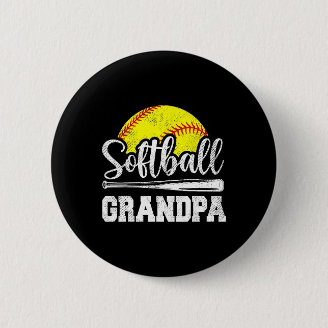 Opa Softball Player Game Day Vatertag Geschenk Button (Vorderseite)
