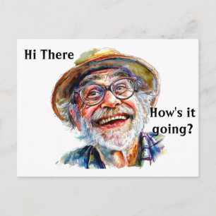 Opa Sprichwort Hi und Wie geht es? bearbeitbar Postkarte