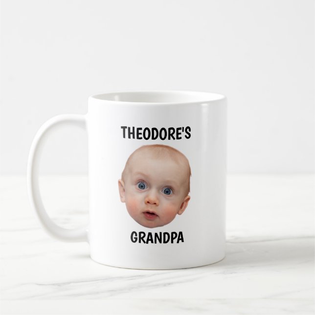 Opa-Tasse-Geschenk, Personalisiertes Baby-Gesicht  Kaffeetasse (Links)