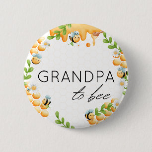 Opa to Bee Honey Bumble Bee Baby Dusche Button
