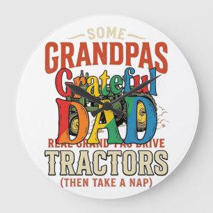 Opa Traktor Vintage Farm Nap-Shirt Design_1 Große Wanduhr