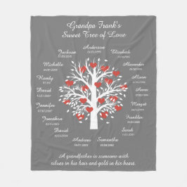 Opa Tree (Herzen), Weiß/Grau 17 Namen und Daten Fleecedecke
