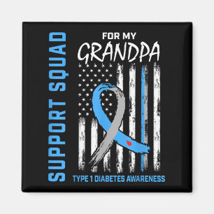 Opa Typ 1 Diabetes Shirt USA Flag Support Squ Magnet