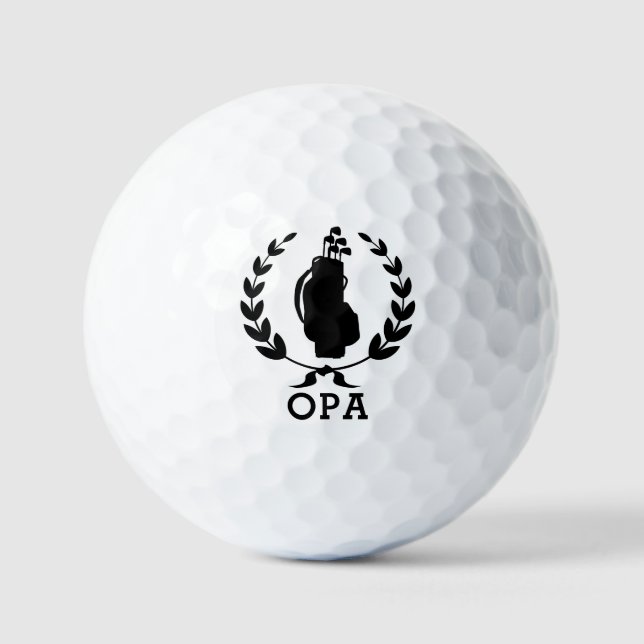 Opa Vatertag Golf Bag Wreath Personalisiert Golfball (Vorderseite)