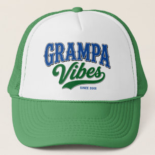 Opa-Vibes Grün Blau Retro-Text-Design Truckerkappe