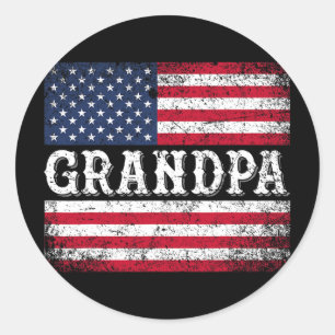 Opa Vintage-USA-Flagge Patriotisch 4. Juli  Runder Aufkleber