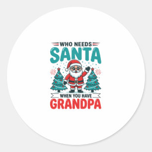 Opa Weihnachten Santa Familie Runder Aufkleber