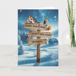 Opa Weihnachtsrobben auf einem Schild Feiertagskarte