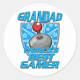 Opa Weltbester Gamer Retro-Logo Runder Aufkleber
