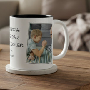 Opa wie Papa, aber cooler Foto Name Zweifarbige Tasse
