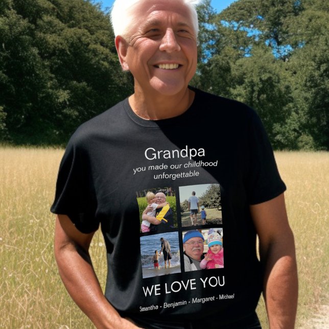 Opa Wir Liebe Sie Foto Personalisiert Schwarz T-Shirt (Von Creator hochgeladen)