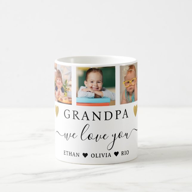 Opa Wir Liebe Sie Großkinder 5 FotoCollage Kaffeetasse (Mittel)