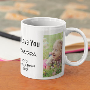 Opa Wir Liebe Sie Personalisiertes Foto & Namen Kaffeetasse