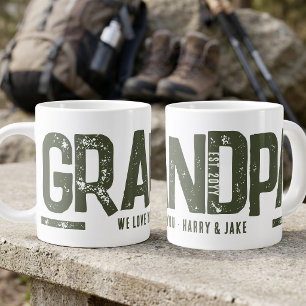 Opa Wrap Around Distressed Green Typografie Jumbo-Tasse