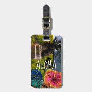 Opaeka'a Fälle, hawaiische Collage Kauais - Aloha Gepäckanhänger
