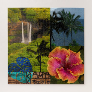 Opaeka'a Falls, Kauai Hawaiian Collage Puzzle
