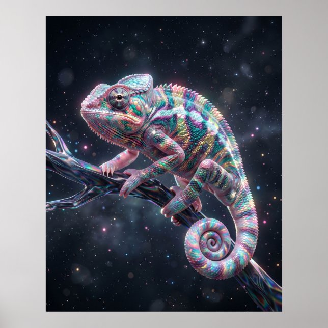 Opal Chamäleon Holo Zweig Poster (Vorne)