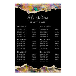 Opal Design auf Schwarze Preisliste Glossy Poster