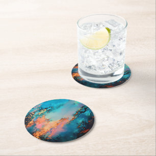Opal-Edelstein-Muster Runder Pappuntersetzer