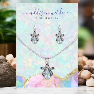 Opal-Edelstein Pastell-Halskette Ohrring-Display-K Visitenkarte