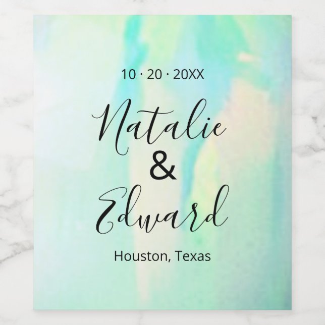 Opal Elegant Modern Weinetikett (Einzelnes Label)