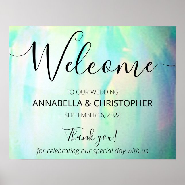 Opal Elegant Modernes Begrüßungszeichen Poster (Vorne)