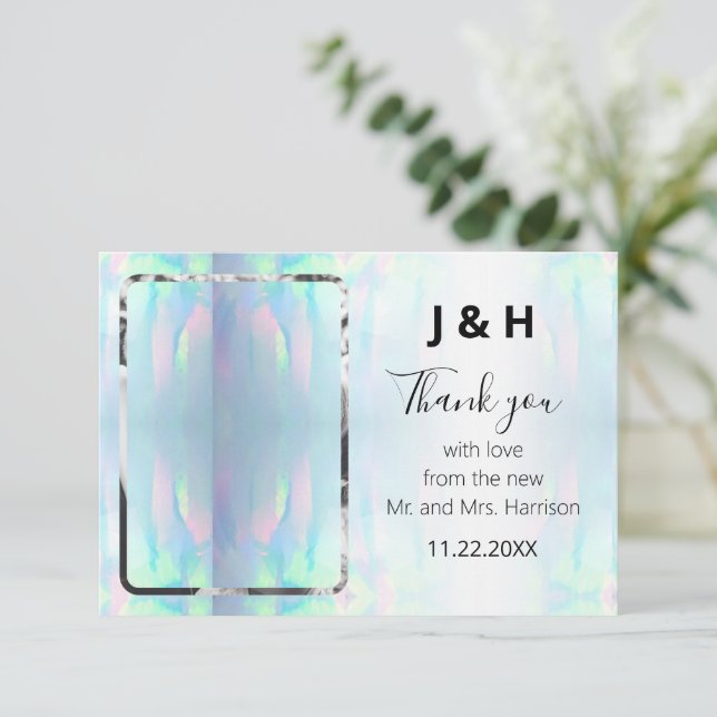 Opal Elegant Modernes Foto Vielen Dank Dankeskarte (Stehend Vorderseite)