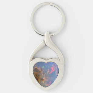 Opal gedrehter Heart Metal Schlüsselanhänger