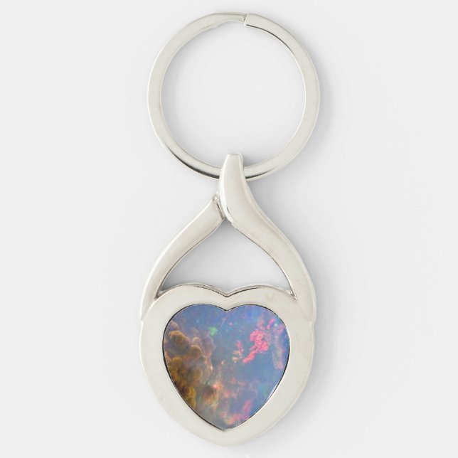 Opal gedrehter Heart Metal Schlüsselanhänger (Vorderseite)