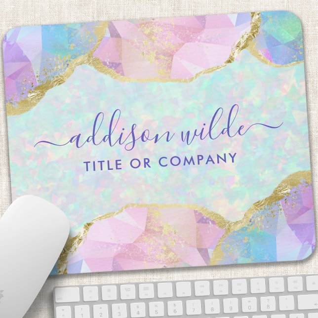 Opal Gemstone Pastel Iridescent Salon Business Mousepad (Von Creator hochgeladen)