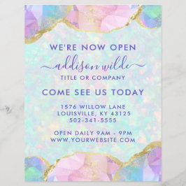 Opal Gemstone Pastel Modern Business Opening Flyer
