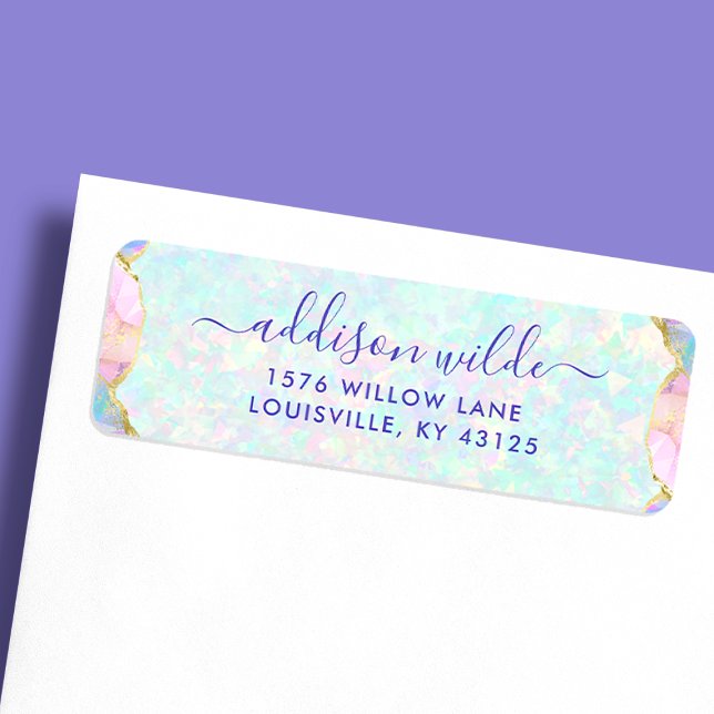 Opal Gemstone Pastel Modern Return Address Label (Von Creator hochgeladen)