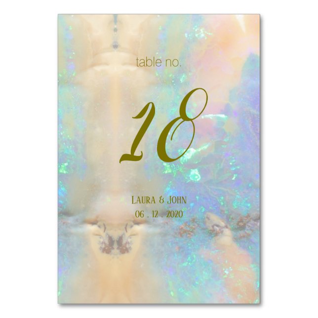 Opal Gemstone Wedding Tischnummer Card (Vorderseite)