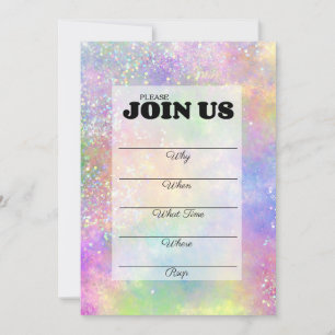 Opal Glitter Regenbogen Handschriftlich Einladung