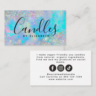Opal Glitzer Script Candle Maker Business Card Telefonnummerkarte