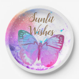 Opal  Golden Rainbow Schimmer Schmetterlinge Pappteller