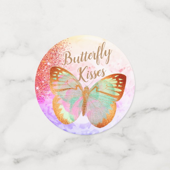 Opal Golden Rainbow Shimmer Schmetterlinge Konfetti (Klein Rückseite)