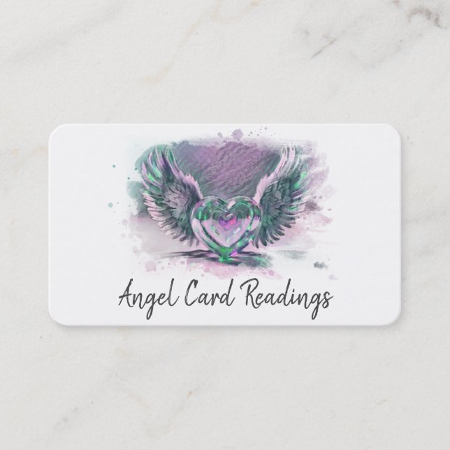 *~* Opal Heart Angel Wings AP78 QR Pastel Visitenkarte (Vorderseite)