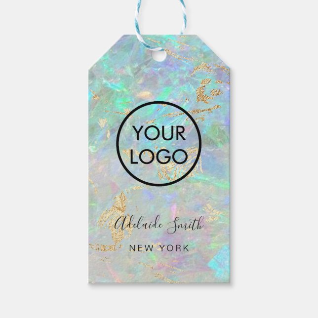 Opal-Hintergrund-Boutique Geschenkanhänger (Vorderseite)