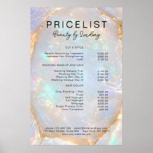 Opal Holografische Marmor Salon Preisliste Poster
