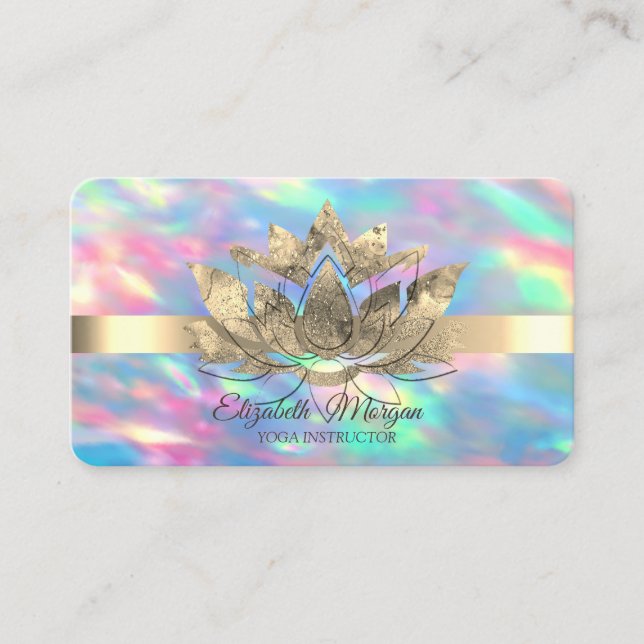 Opal Holographic, Gold Stripe, Lotus Visitenkarte (Vorderseite)