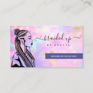 Opal Holographic Hair Braider Braid Stylist Busin Visitenkarte