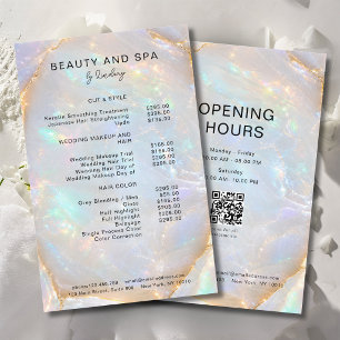 Opal Holographic Marble Salon QR-Code-Preisliste Flyer