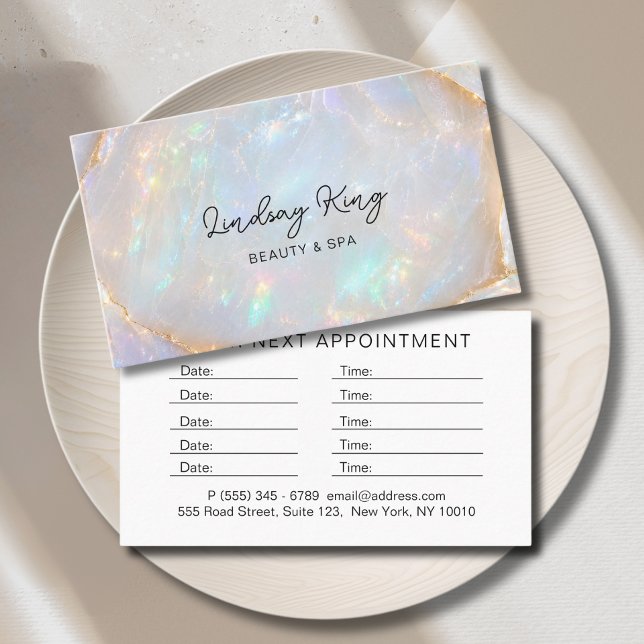Opal Holographic Marble Salon  Terminkarte (Opal Holographic Marble Salon Appointment Card)